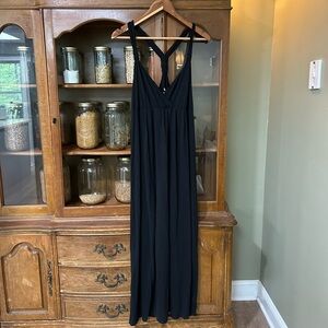 Eddie Bauer Cotton Blend Black Maxi Dress with Strappy Back